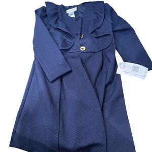 Elegant Navy Blue Coat with Gold Buttons and matching dress NWT size 5